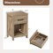 Natural Wood Nightstand with Drawer & Bottom Shelf, Rustic Farmhouse Bedside Table, 18”L x 15.5”W x 26.5”H